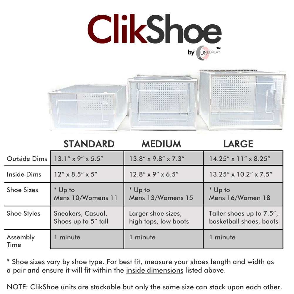 Vandue OnDisplay Clik Stackable Interlocking Shoe Box System (Large Clear/White, Set of 8)