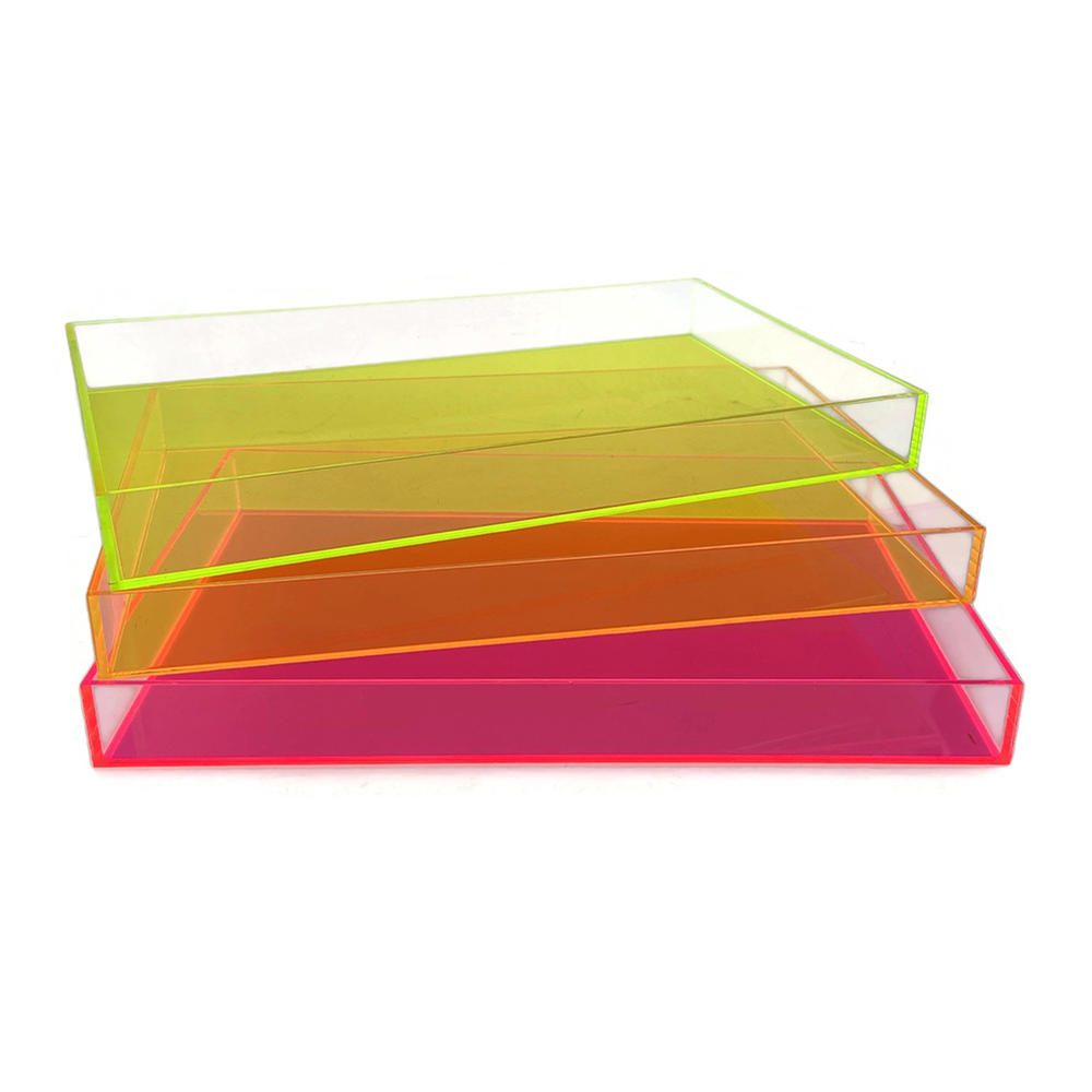 Vandue OnDisplay Electric Neon Luxe Clear Acrylic Stackable Cosmetic/Jewelry Tray - Stack of 3
