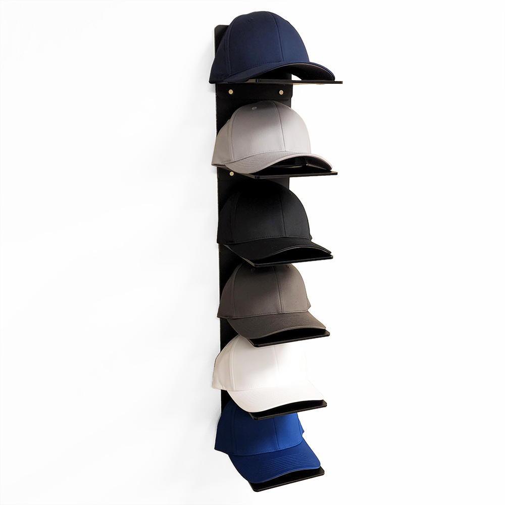 Vandue OnDisplay Luxe Acrylic Hat Rack Display - Wall Mounted Baseball Cap Organizer (Matte Black)