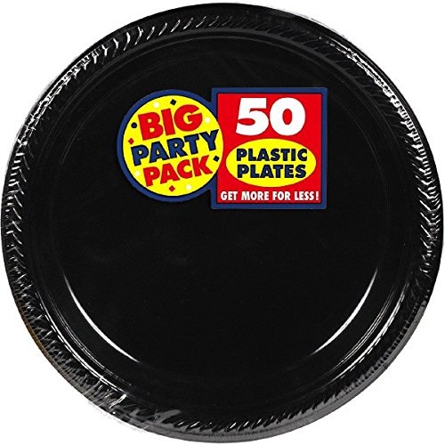 Amscan Big Party Pack 50 Count Plastic Lunch Plates, 10.5-Inch, Black Amscan Big Party Pack 50 Count Plastic Lunch Plates, 10.5-Inch, Black
