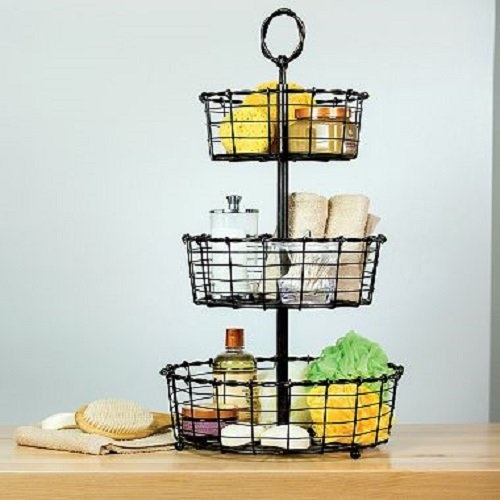 Three Tier Metal Basket Vegetable Stand Giftburg Rustic Wrought Iron 3 Tier Wire Countertop Basket For Fruit Vegetables Or Cosmetics