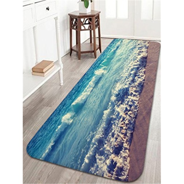 Bath Rug With Rubber Backing Ihome888 Ocean Beach Waves Bath Mats And Rugs Flannel Fabric Non Slip Rubber Backing Bathroom