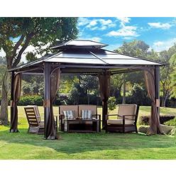 Outdoor Gazebos Kmart Sunjoy 10 X 12 Chatham Steel Hardtop Gazebo