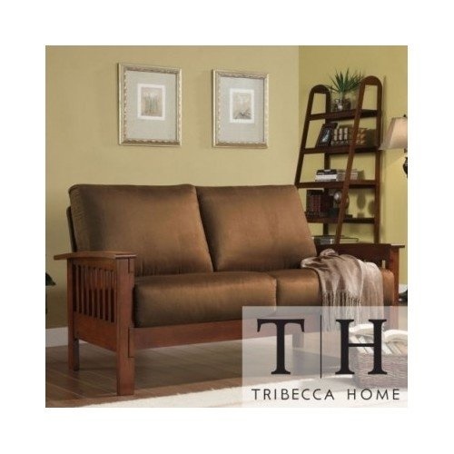 Mission Style Leather Sofa Tribecca Home Mission Style Oak And Rust Love Seat This Beautiful Sofa Will Instantly Add