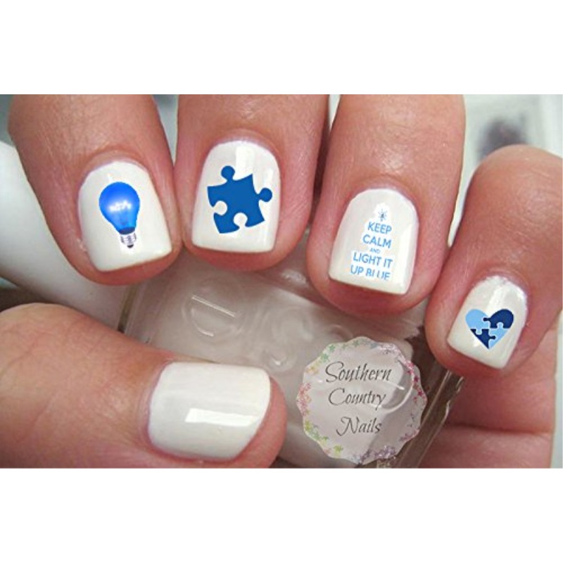 Southern Country Nails Light It Up Blue Autism Awareness Nail Art Decals