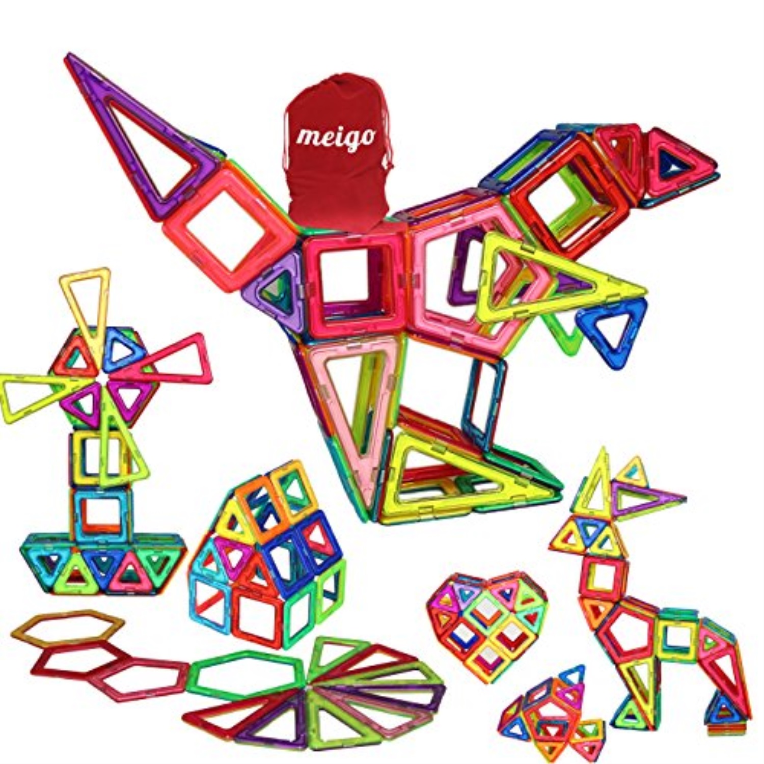 MEIGO MEIGO Magnetic Blocks - Kids Magnetic Building Tiles Set STEM Educational Magnet Toys for Toddlers 70PCS