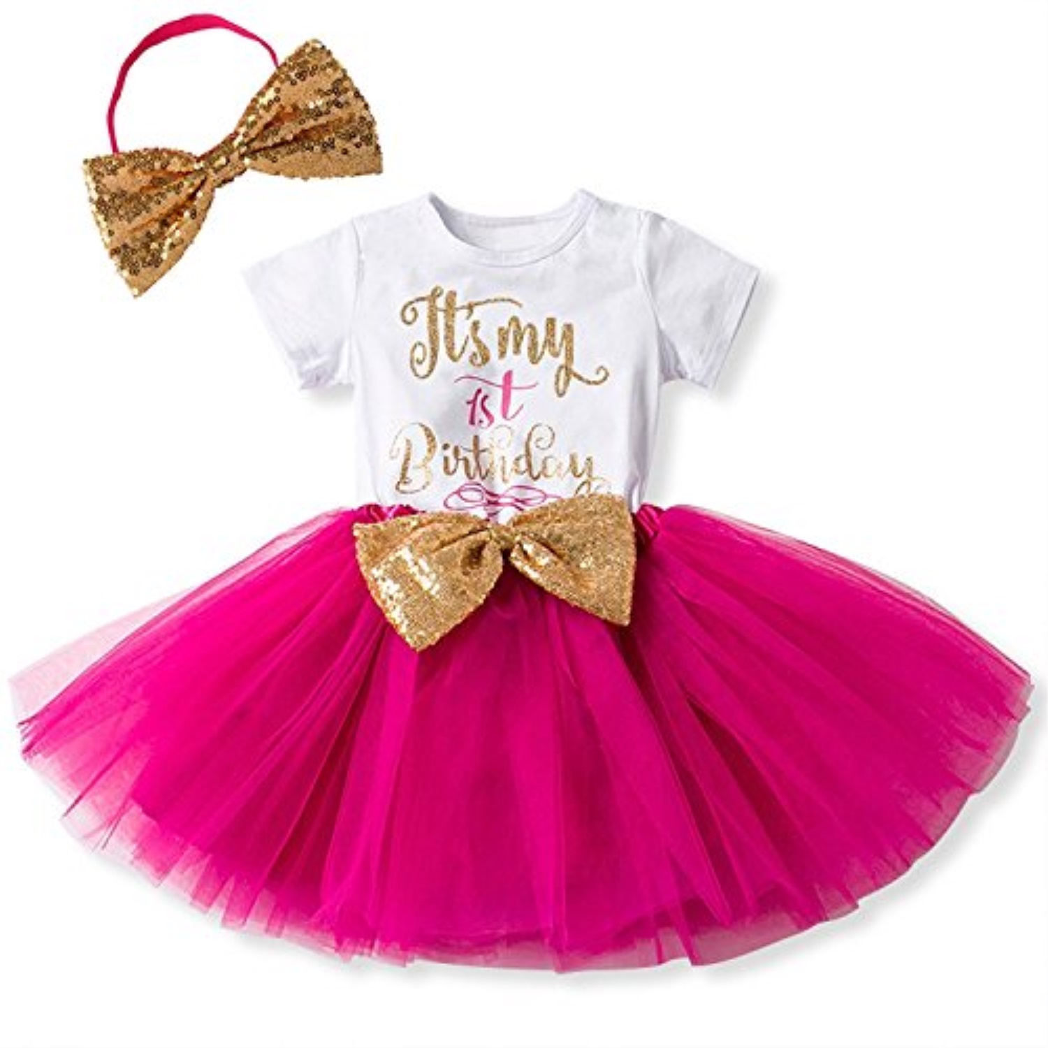 Fymnsi Newborn Baby Girls Its My 1st Birthday Cake Smash Dress