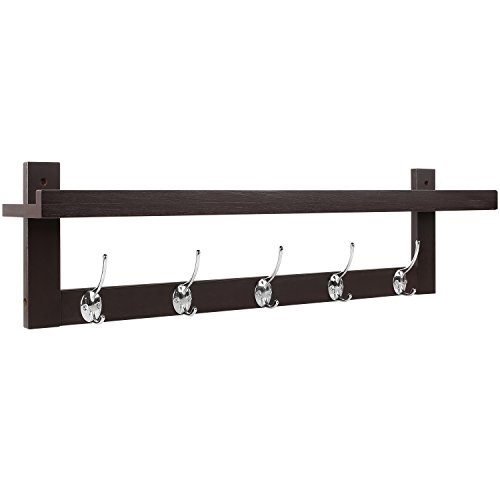 Bathroom Wall Hanging Magazine Rack Homfa Bamboo Entryway Wall Shelf Hanging Coat Hook Rack Mounted With 5 Dual
