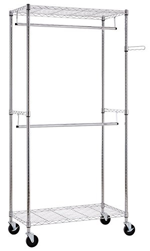 Adib01mqwqfkf Finnhomy Heavy Duty Rolling Garment Rack Clothes Adib01mqwqfkf Finnhomy Heavy Duty Rolling Garment Rack Clothes With Double Hanger Rods And Shelves Portable Closet Organizer Wheels