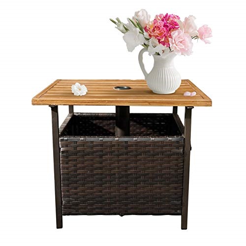 Sunlife Patio Woodgrain Side Table With Umbrella