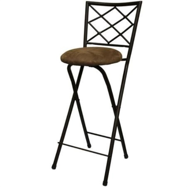 Folding Bar Stools Little Rock Slat Back Folding 30 Barstool Bronze With Beige Microfiber Cushion