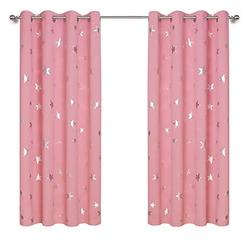 Other S Curtains Pink Flower Curtain Panels Anjee Pink Blackout Curtains For S Room Foil Print Star Darkening Thick Grommet
