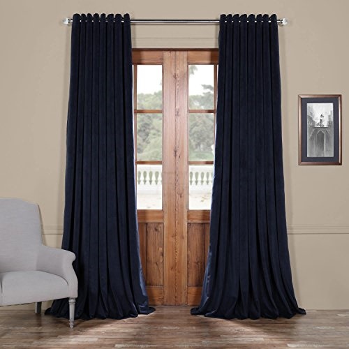 Thick Velvet Curtains Hpd Half Price D Vpchvet1215120gr Extra Wide Grommet Blackout Velvet Curtain Midnight Blue 100