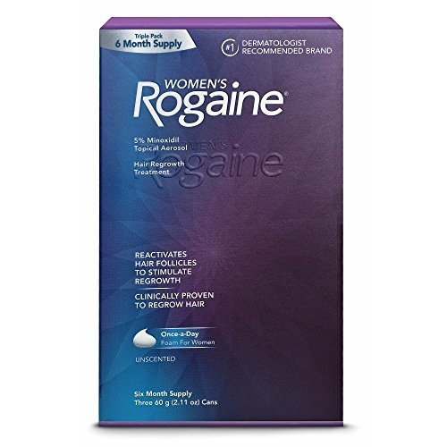 Rogaine Women's ROGAINE 5 Minoxidil Topical Aerosol Hair Regrowth Treatment Unscented Foam SIX MONTH SUPPLY Three 60g. 2.11 oz