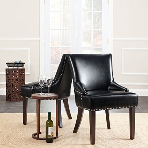 Safavieh Mercer Collection Christine Black Leather Nailhead Dining Chair Set Of 2