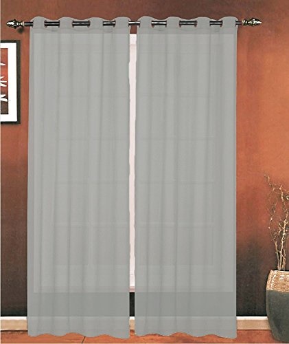 Elegant Comfort Luxury 2piece Grommet Sheer Panelcurtain Window Curtains 55inch Width X 84inch Length Gray Elegant Comfort Luxury 2piece Grommet, What Size Curtains For 55 Inch Window