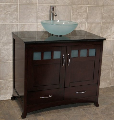 Elimax S Solid Wood 36 Bathroom Vanity, Vanity For Vessel Sink Granite Top