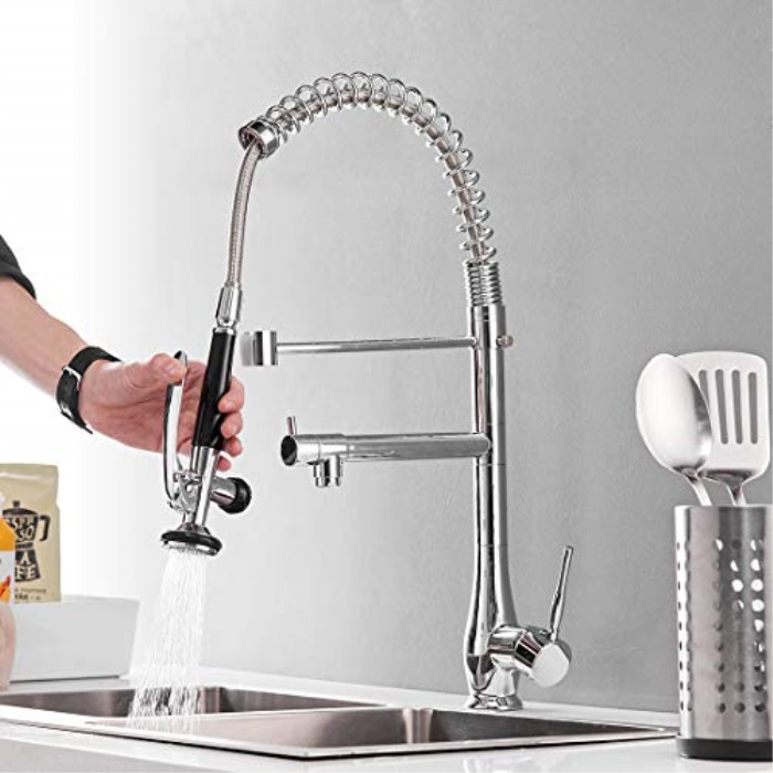 Commercial Pull Down Kitchen Faucet With Sprayer Gimili High Arch Single Hole Single Handle Kitchen Sink Faucet Chrome