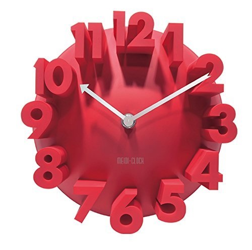 Gca 3d Big Digital Modern Contemporary Home Office Decor Round Quartz Wall Clock Red