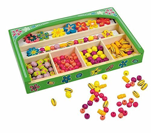 Woodyland Didactic Toys Flowers Stringing Beads In a Wooden Box (196-Piece) by Woodyland