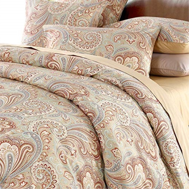 Softta Luxury Paisley Pattern 100 Cotton Deep Pocket 4pc Bed Sheet Set 800 Thread Count King Size Khaki Softta Luxury Paisley Pattern 100, 100 Cotton King Size Bed Sheet Set