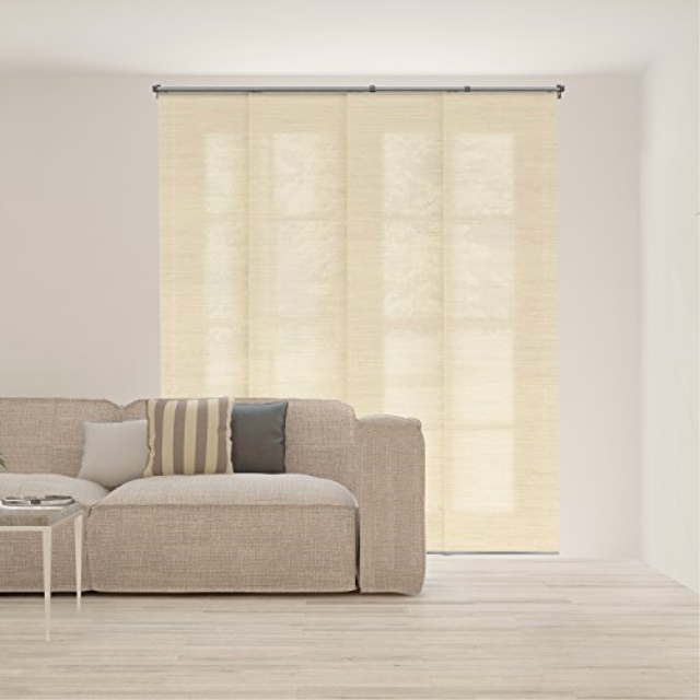 Chicology Adjule Sliding Panels Cut To Length Vertical Blinds Abaca Alabaster Natural Woven Up 80 W X 96 H - Sears Vertical Blinds For Patio Doors