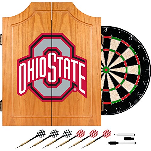 Trademark Gameroom NCAA Ohio State University Wood Dart Cabinet Set