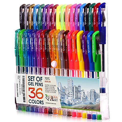 vaola art Color Gel Pens - Gel Pens for Kids - Coloring Pens - Gel Pens Set  - Pen Sets for Girls - Spirograph Pens - Pen Art Set - Artist