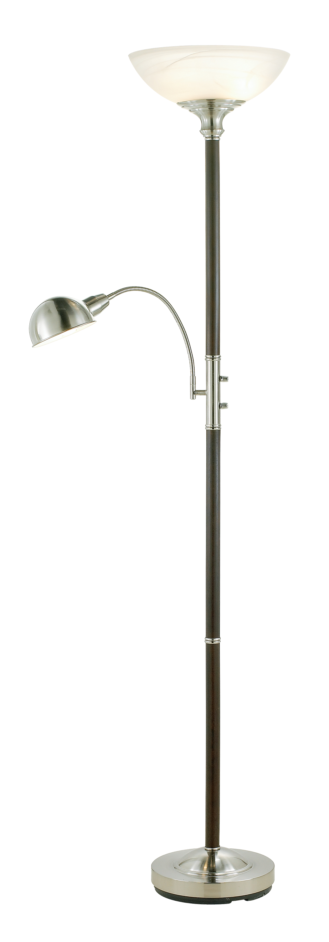 Frosted Glass Dome Shade, Floor Lamp With Reading Light And Glass Steel Shades