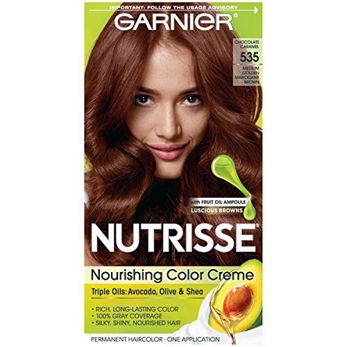 Garnier Nutrisse Nourishing Hair Color Creme, 535 Medium Gold Mahogany Brown (Packaging May Vary)