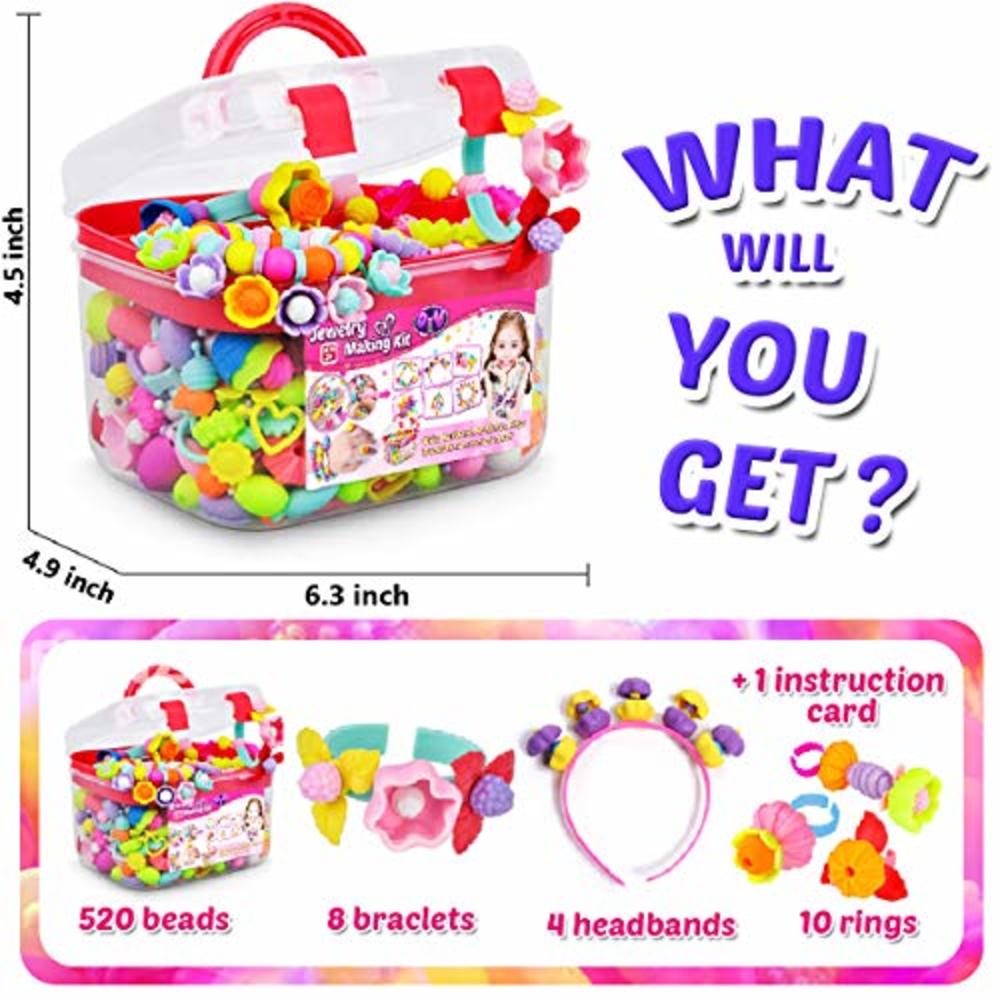 FUNZBO Snap Pop Beads for Girls Toys - Kids Jewelry Making Kit Pop-Bead Art and Craft Kits DIY Bracelets Necklace Hairband and R