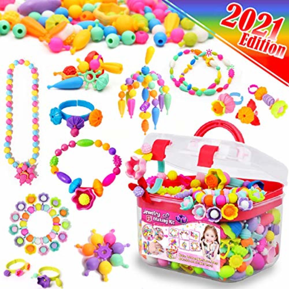 FUNZBO Snap Pop Beads for Girls Toys - Kids Jewelry Making Kit Pop-Bead Art and Craft Kits DIY Bracelets Necklace Hairband and R