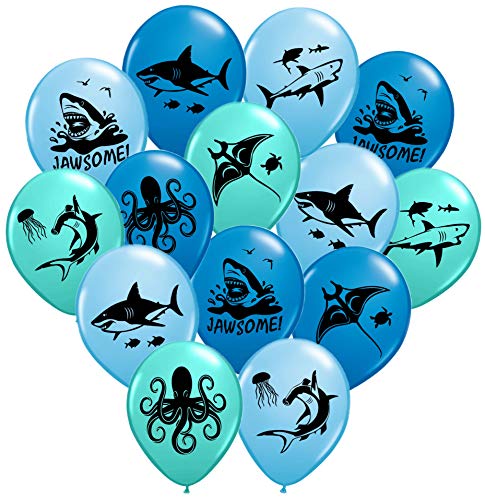 Gypsy Jades Shark Balloons - Great For Shark Themed Birthday Parties, Shark Week Parties or Under-The-Sea gatherings - Package o
