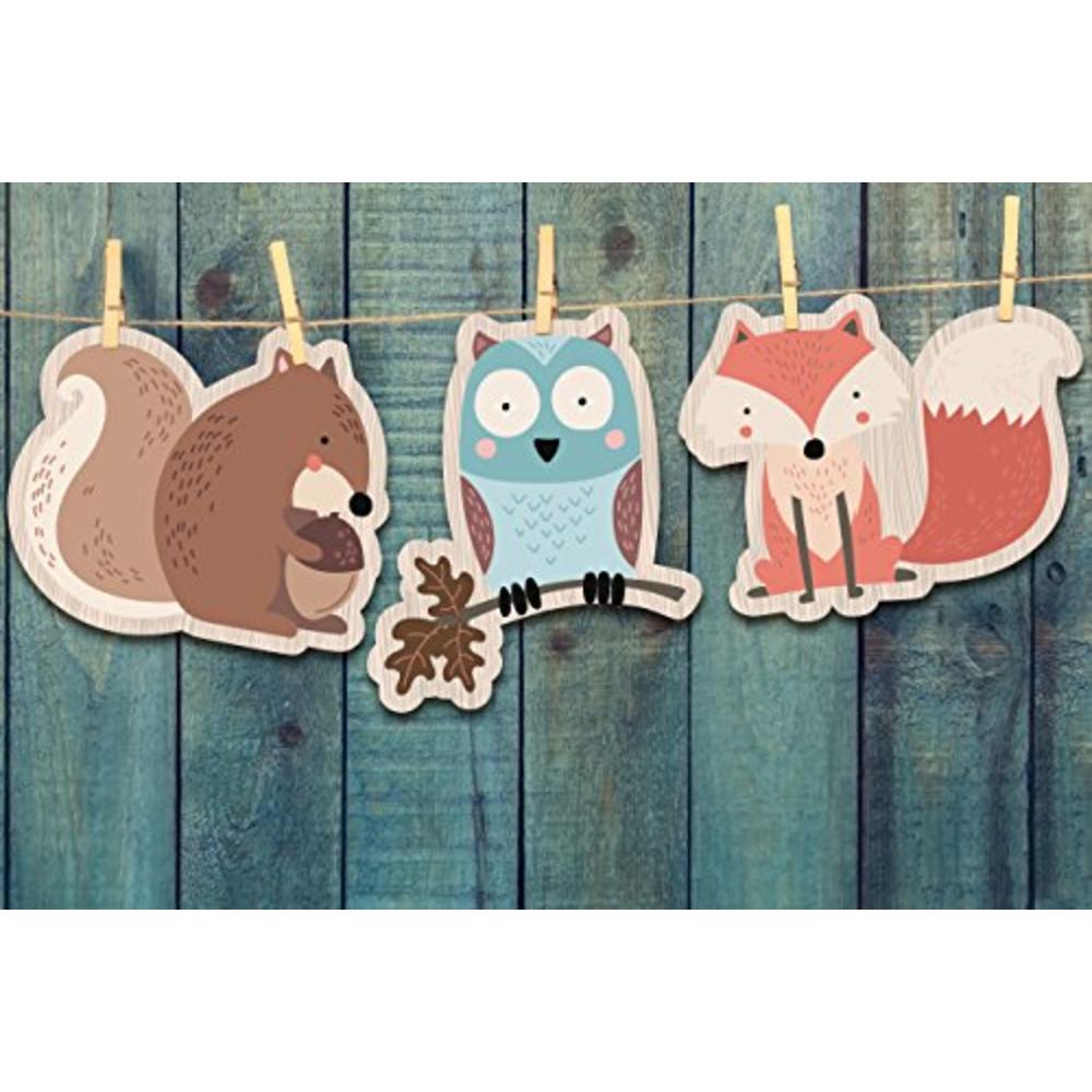 Twerp Woodland Creatures Large Laminated Card Stock Cutouts | Woodland  Animal Baby Shower Decorations | Forest