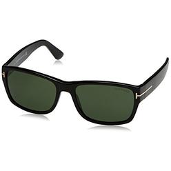 TOM FORD Mens Mason TF445 01N Shiny Black Green Rectangular Sunglasses 58mm