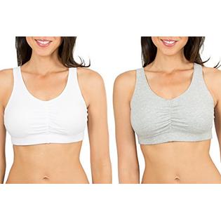Fruit of the Loom Womens Sport Bra with Cookies , White/Heather Grey,  38(Pack of 2)