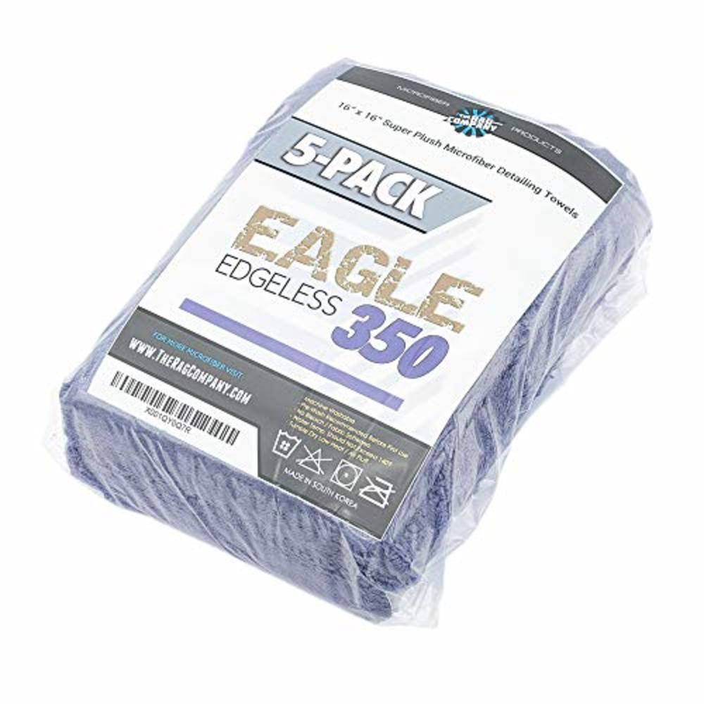 The Rag Company - Eagle Edgeless 350 - Professional Korean 70/30 Blend Super Plush Microfiber Detailing Towels, 350GSM, 16in x 1
