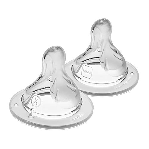 MAM Bottle Nipples Extra Fast Flow Nipple Level 4 (Set of 2), for 6+ Months, SkinSoft Silicone Nipples for Baby Bottles, Fits al
