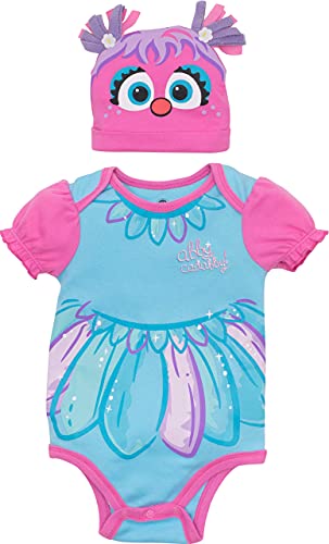 Sesame Street Abby Cadabby Baby Girls Costume Bodysuit and Hat, Blue and Pink (3-6 Months)