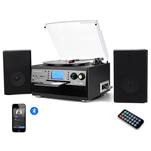 Digitnow Bluetooth Record Player Turntable With Stereo Speaker, Lp Vinyl To Mp3 Converter With Cd, Cassette, Radio, Aux In And U