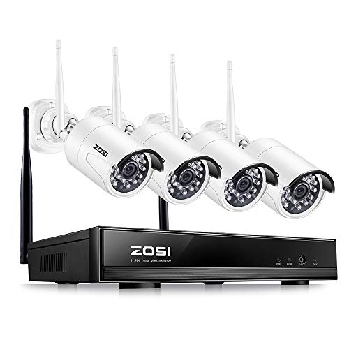 Zosi 1080P Wireless Security Cameras System 1080P Hd Network Ip Nvr With (4) 1080P Hd 2.0Mp Weatherproof Outdoor Indoor Ip Surve