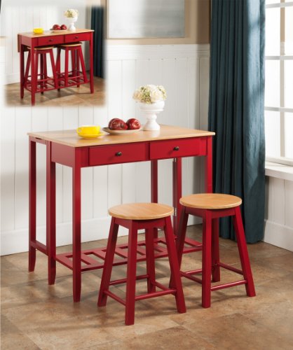 Kings Brand Furniture 3 Piece Kitchen Island Breakfast Bar ...