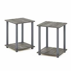FURINNO Simplistic End Table, Set of Two, French Oak Grey