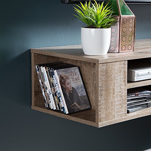 South Shore City Wall Mounted Media Audio/Video Console, Weathered Oak