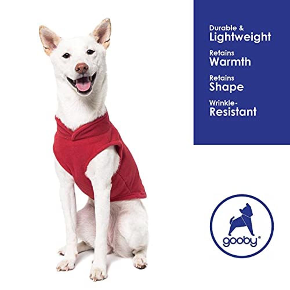 Gooby Fleece Vest Dog Sweater - Red, Medium - Warm Pullover Fleece Dog Jacket With O-Ring Leash - Winter Small Dog Sweater Coat 