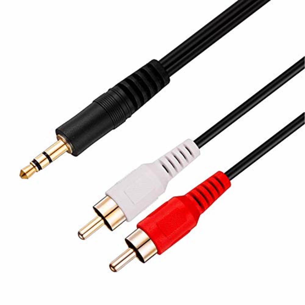 Cmple - 6FT 3.5mm to RCA Audio Stereo Cable, 3.5mm to 2-Male RCA Adapter Audio Cable, Y Splitter Design Stereo Audio RCA Male Ca