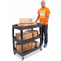 Stand Steady Tubstr 3 Shelf Utility Cart | Heavy Duty Service Cart Supports Up to 400 lbs | Tub Cart with Deep Shelves | Great f
