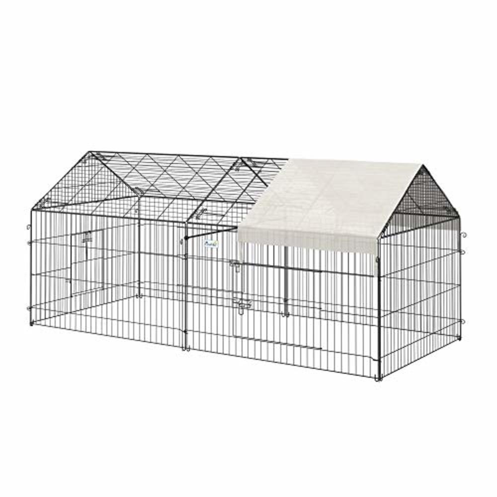 Pawhut Outdoor Metal Kennel Enclosure For Small Animals, Utilizable As  Rabbit Or Chicken Run, 87