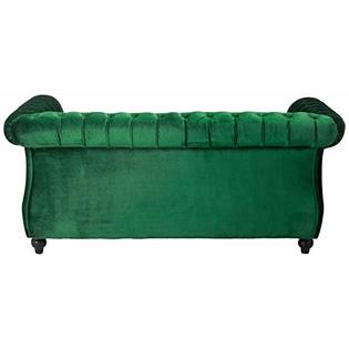 GDFStudio Christopher Knight Home Karen Traditional Chesterfield Loveseat  Sofa, Emerald and Dark Brown, 61.75 x 33.75 x 27.75
