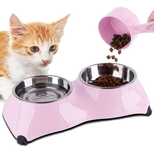 Super Design Superdesign Raised Cat Bowls, Stainless Steel Bowls With  Melamine Stand, Small Double Dog Bowl, Food And Water Pet Feeder, Anti-